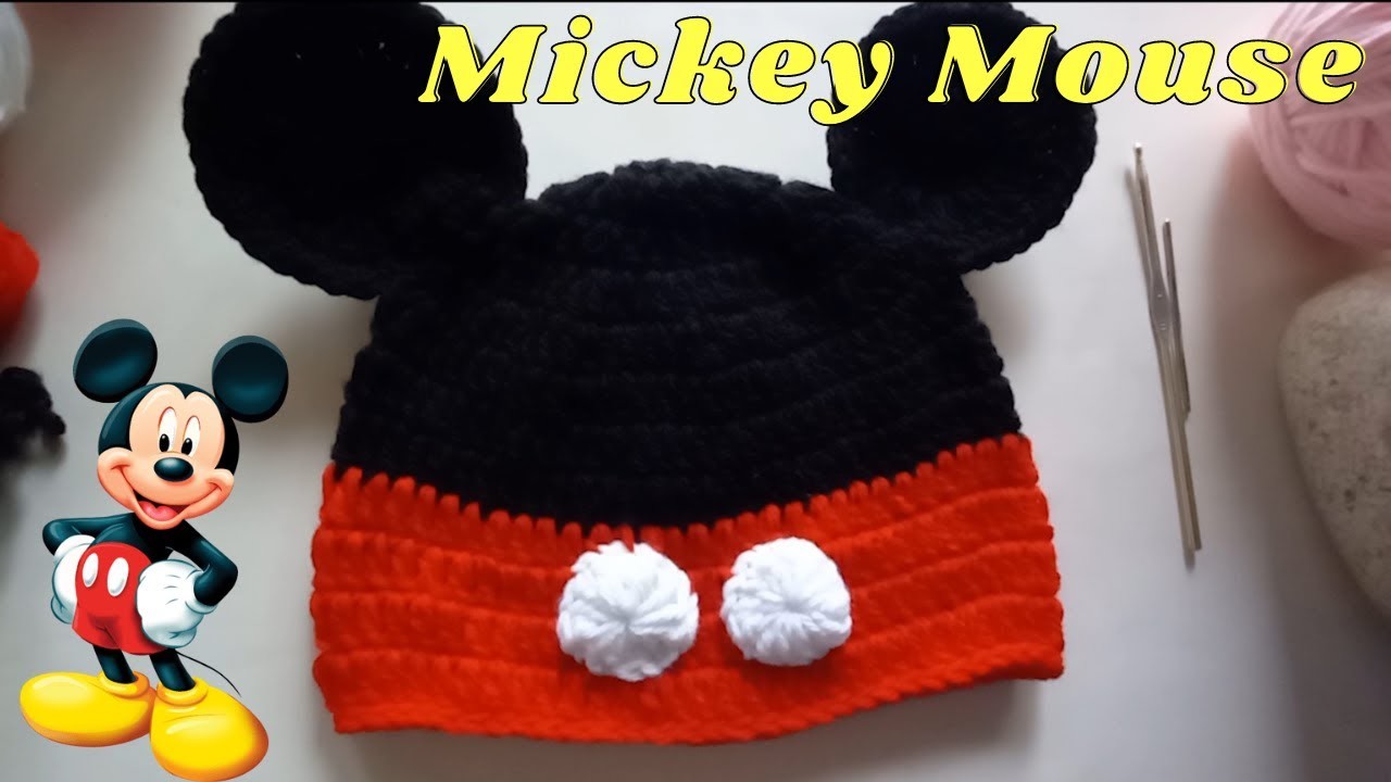 GORRO DE MICKEY MOUSE crochet tejido paso paso FACIL Y RAPIDO para niños