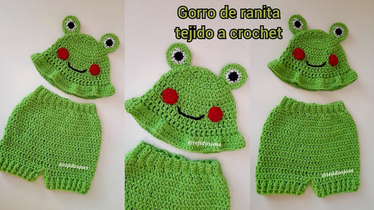 Gorro, gorra, sombrero de Rana tejido a crochet, tabla de todas las tallas en el video, ENG.SPA Subs