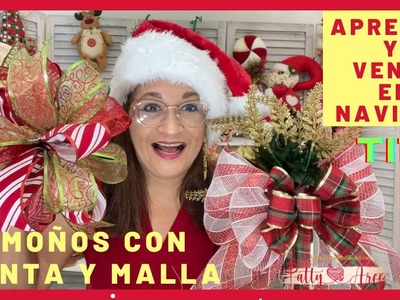 3 ESTILOS. FORMAS de Moños Navideños con Cinta y Malla. How to make perfect Moños de Navidad