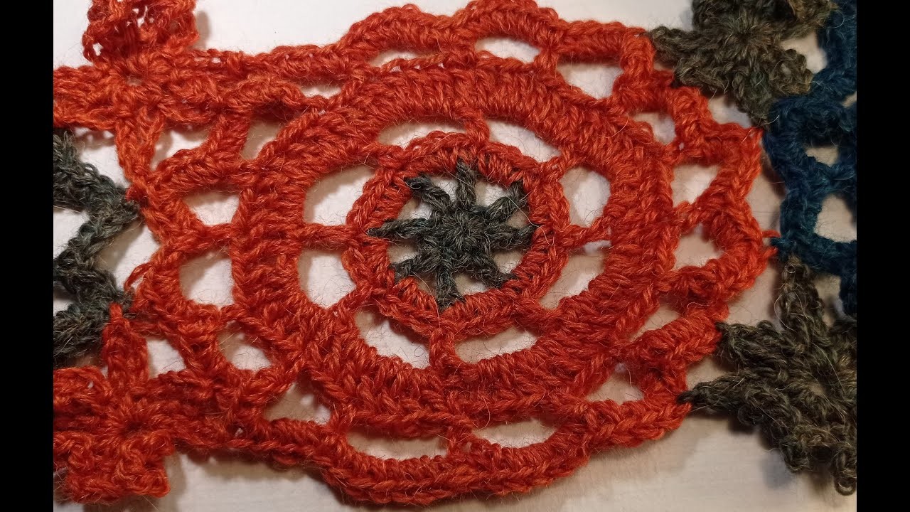 Bufanda crochet, flor plana, tutorial.