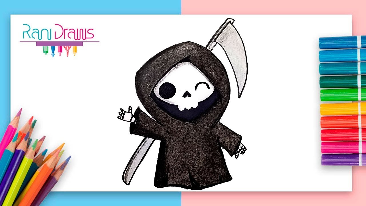 Cómo dibujar a LA PARCA kawaii  - ideas de dibujos fáciles