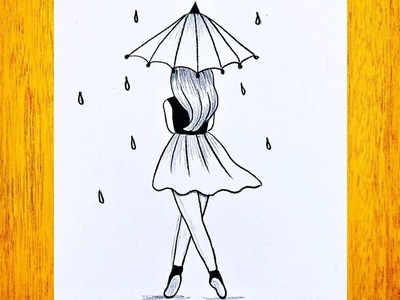 Cómo dibujar una chica con un paraguas bajo la lluvia. Cómo dibujar una chica de forma fácil