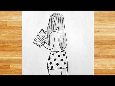 Como dibujar una chica leyendo un libro || dibujo fácil de una niña || dibujo a lápiz paso a paso