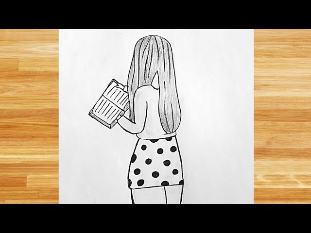 Como dibujar una chica leyendo un libro || dibujo fácil de una niña || dibujo a lápiz paso a paso