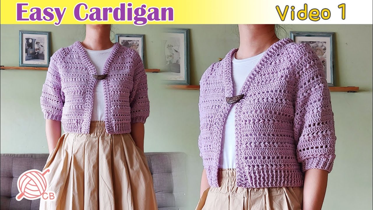 [ENG Sub] First Crochet Cardigan Easy V-neck Jacket Part 1 - Chaqueta Sweater Cárdigan Escote V