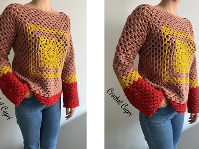 SUÉTER PULLOVER CROCHET????????#sweatercrochet #tendencias