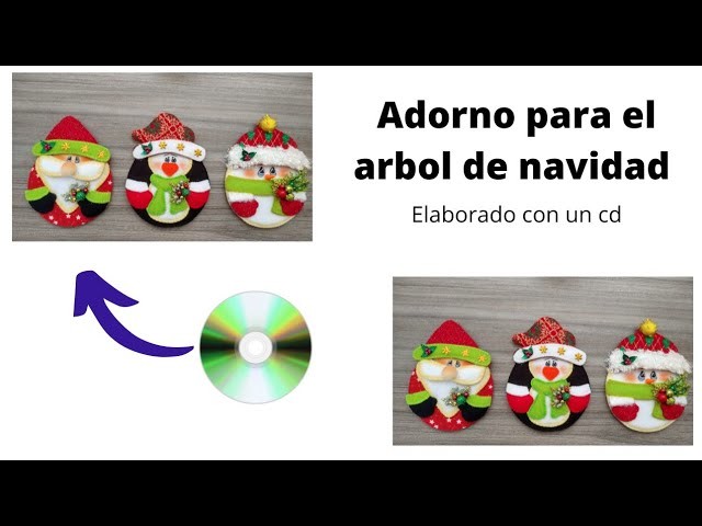 Adorno para el arbol de navidad ¡¡ elaborado con un CD!! ( con moldes )