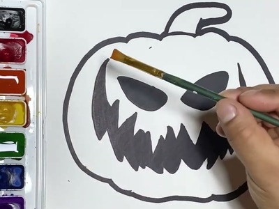 Como dibujar una calabaza de Halloween fácil paso a paso. dibujos fáciles para niños @Kids House