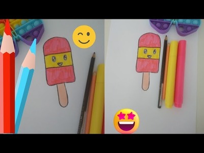 Como hacer Dibujo de paleta de helado? - Como dibujar Kawaii????Fácil para principiantes