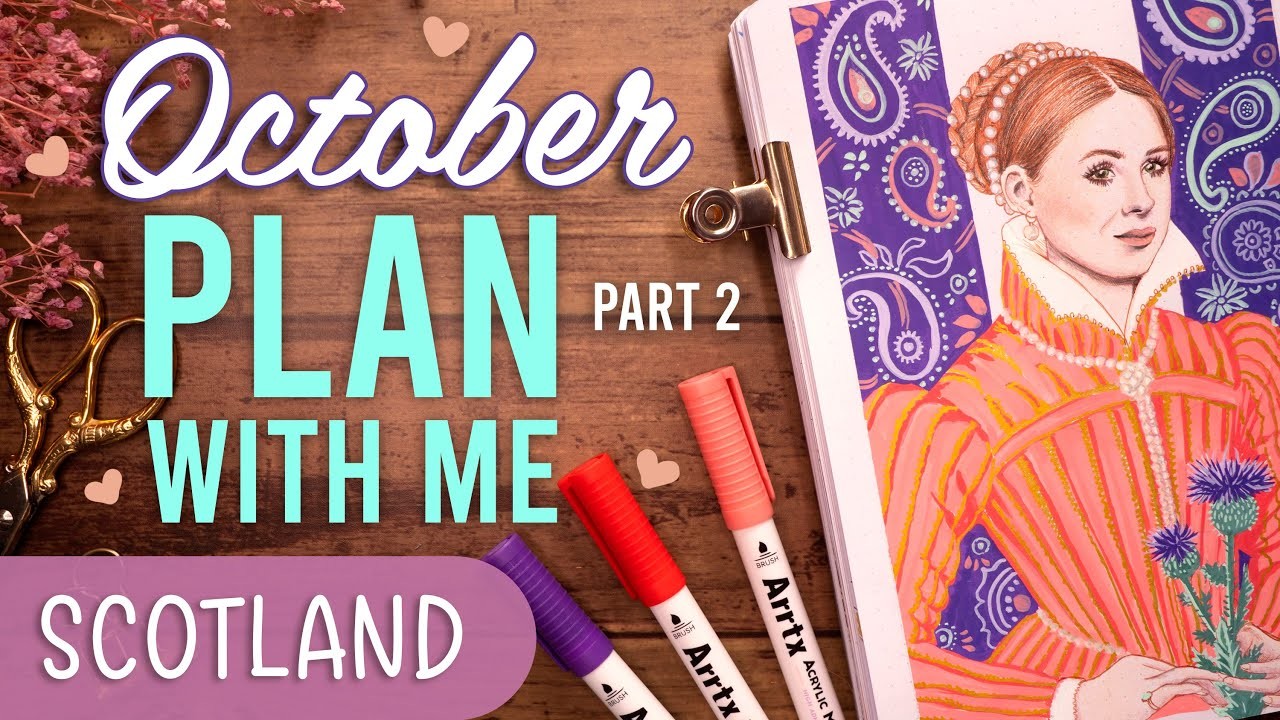 OCTOBER Bullet Journal Setup PLAN WITH ME Scotland Theme Part 2 ???? using ARRTX Acrylic Markers