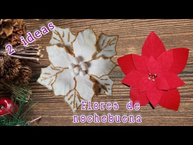 Flores de pascua o  flores de noche buena, fácil de hacer y muy económicas 2 ideas. ????????????????