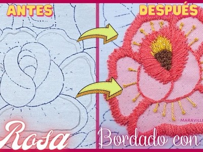 Mira cómo hago esta ROSA bordada con Tul ????| Rose embroidery with tulle | Un Mundo Maravillisa