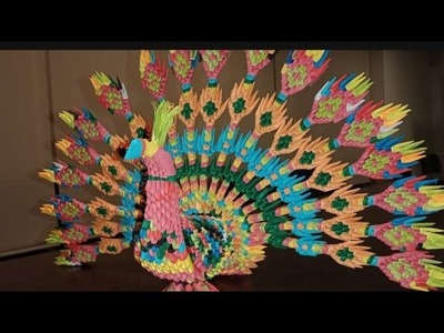 Origami 3d Big Peacock tutorial. How to make 3d origami Peacock