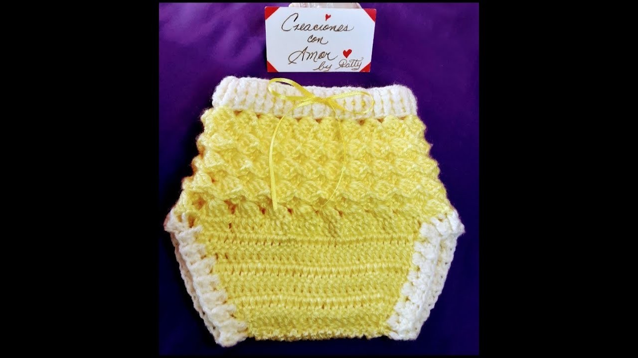 Cubre pañal o calzoncito a crochet para bebes de 0 a 3 meses