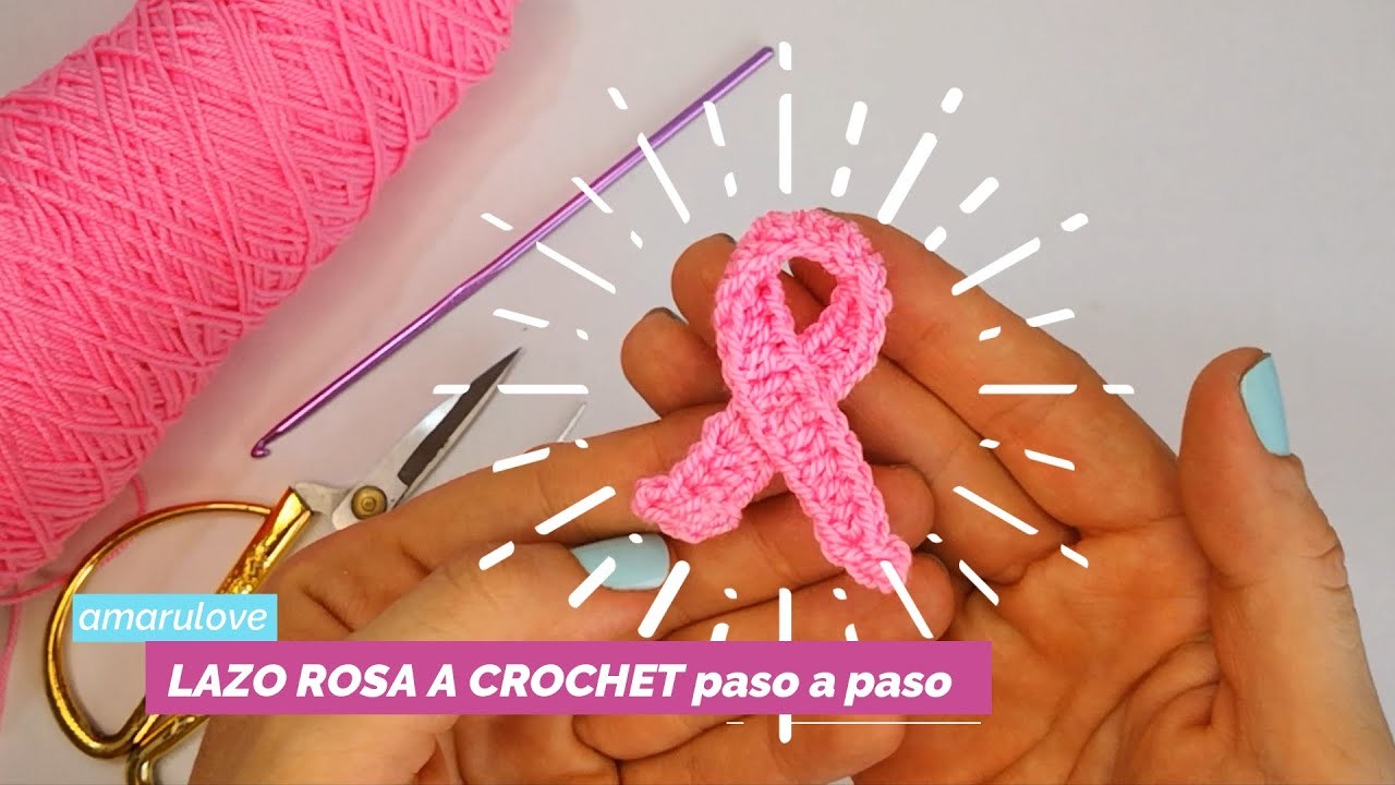 Lazo rosa a crochet en 5 minutos (dia mundial contra el cáncer de mama) #tutorial #amarulove