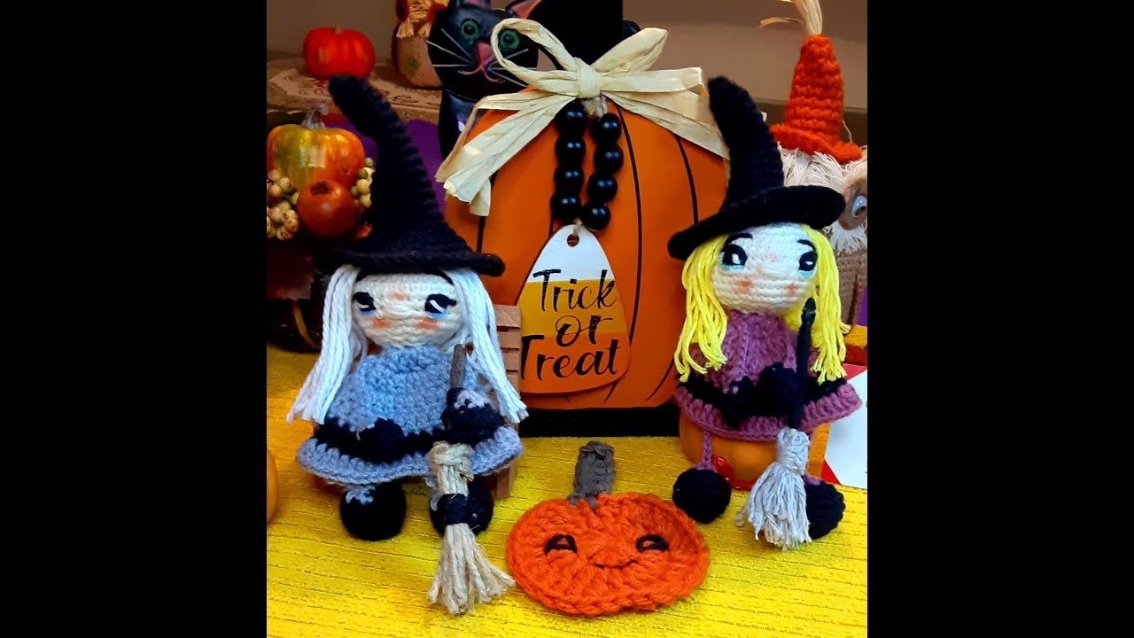 Parte 1 Brujita para decoracion de halloween a crochet