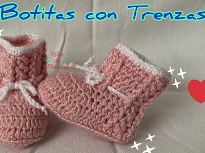 Zapatos a crochet para bebé botitas a crochet trenzas en relieve patucos tejidos