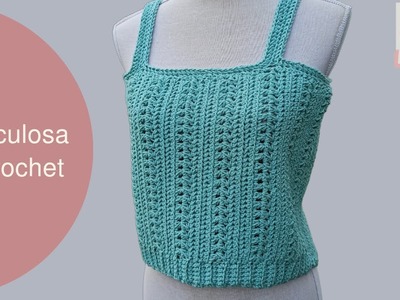 Musculosa a crochet realizada con un rectángulo.