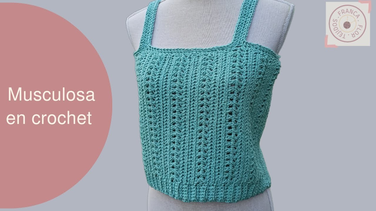 Musculosa a crochet realizada con un rectángulo.