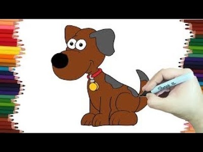 Cómo dibujar un Perro feliz sentado facil para niños