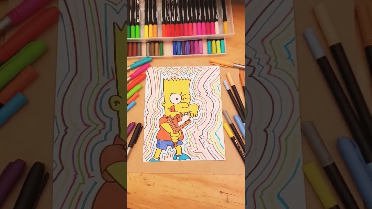 ???? Dibuja un póster de Bart Simpson a color ????????