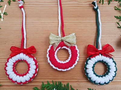 ❄DIY como hacer Coronitas en Macrame (paso a paso). DIY mini Macrame Wreath Ornaments Tutorial