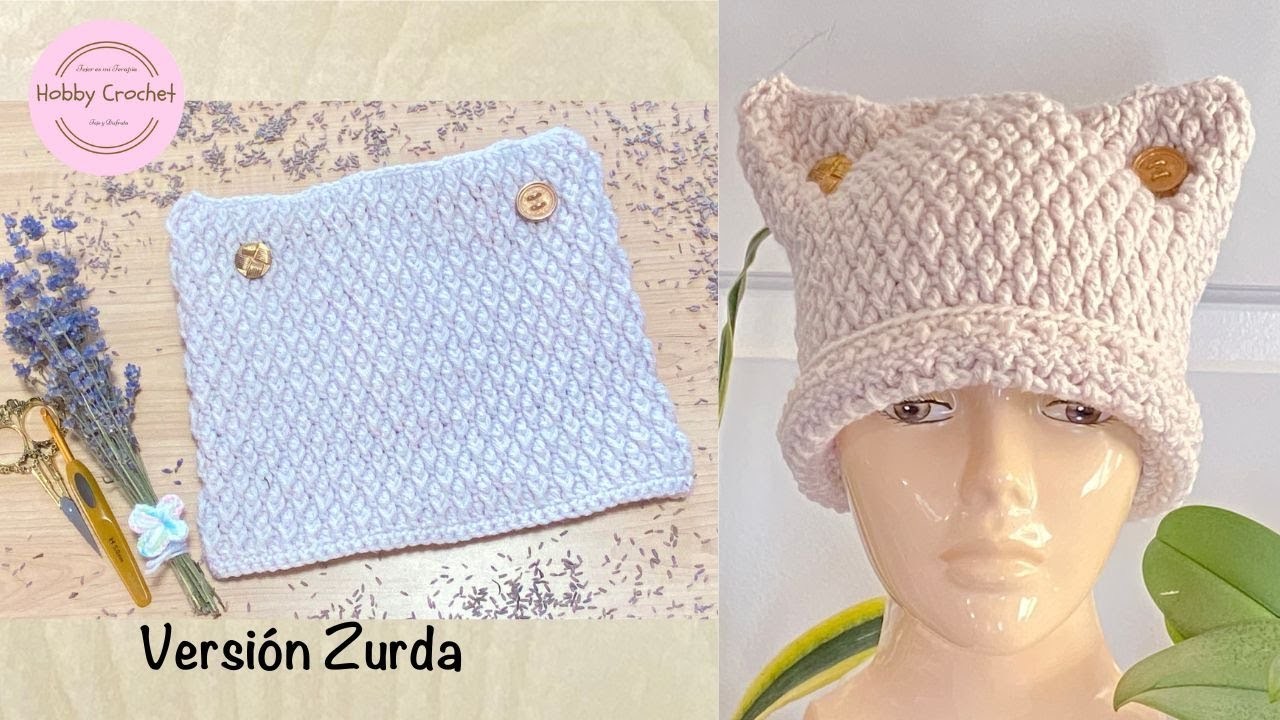 Gorro Adelina a crochet (Versión Zurda)