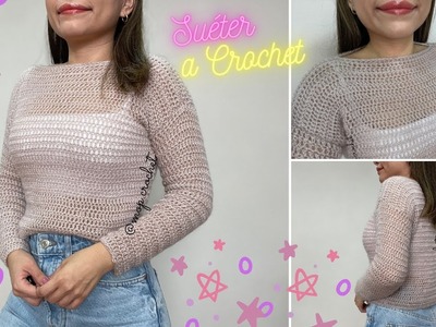 Suéter Ligero a Crochet | Fácil | Tutorial | Diestra