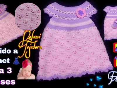 ????vestido a crochet para bebé de 0 a 3 meses parte 2 final. Paso a paso????????.