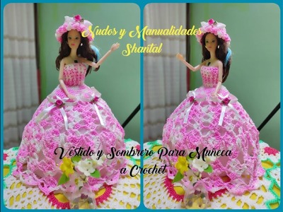 Vestido y Sombrero Para Muñeca a Crochet.
