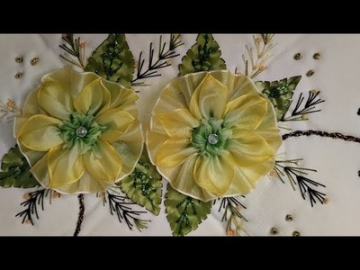 #155 FLOR ORGANZA DISEÑO (RIBBON FLOWERS. HOWTO MAKE FLOWERS)
