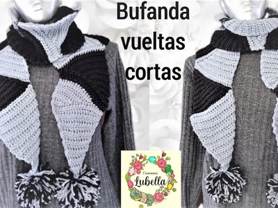 Cómo hacer bufanda a crochet con vueltas cortas #crochet #tejidoamano #crocheting #bufanda
