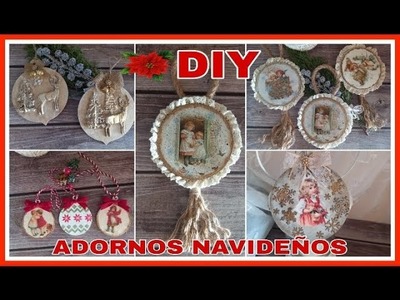 ????????DIY. 4 IDEAS DE ADORNOS NAVIDEÑOS DE MADERA. ORNAMENTS CHRISTMAS!