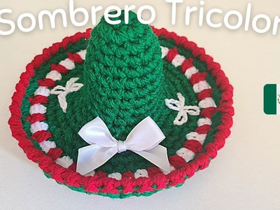 Sombrero Mexicano Tricolor????⚪️???? en CROCHET | Flores en Punto BUCLE | DECORACIONES FIESTAS PATRIAS