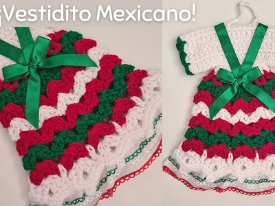 Vestidito Mexicano Agarradera ????⚪️???? en CROCHET | ARTESANIAS MEXICANAS | FIESTAS APATRIAS