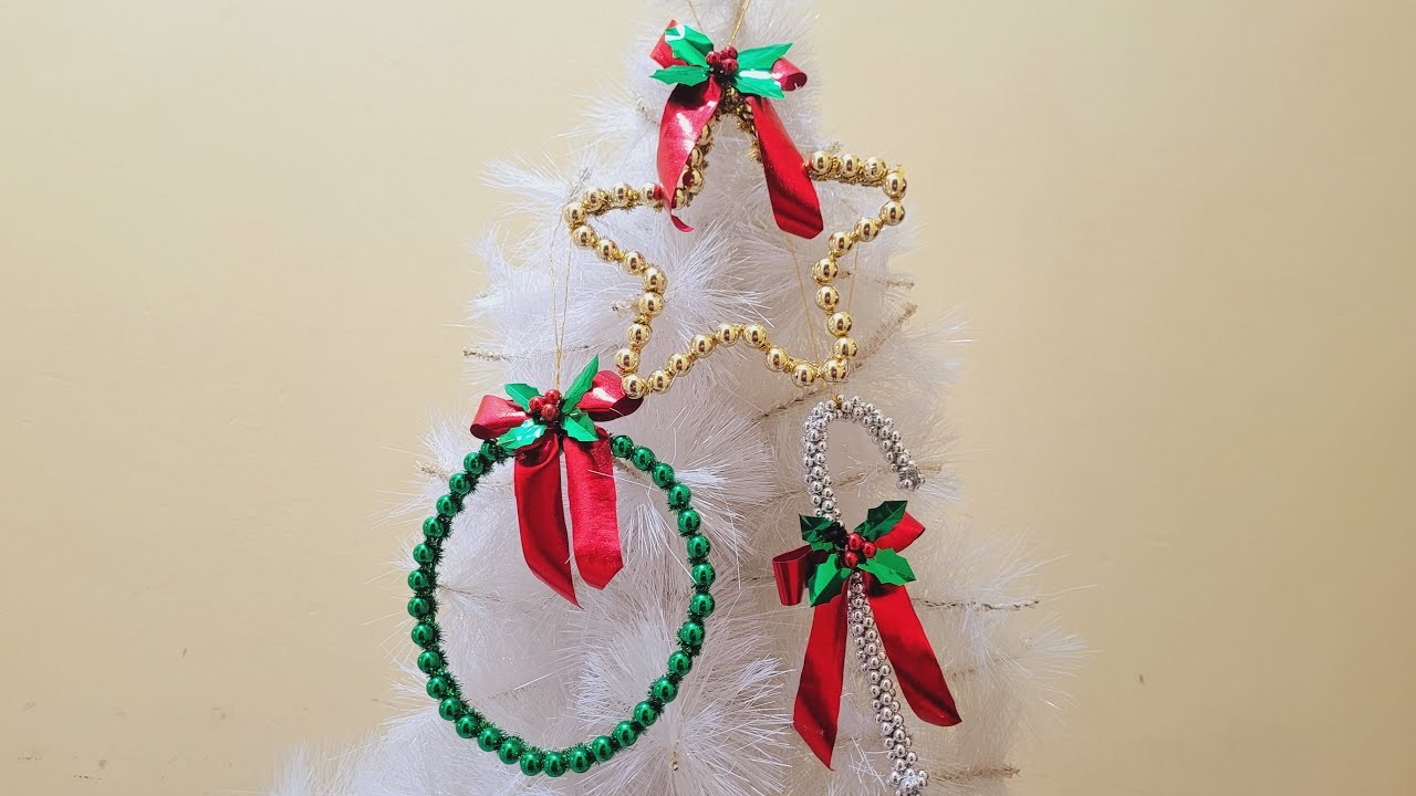 3 bellos adornos navideños de perlas. fácil , rápido - 3 beautiful pearl Christmas decorations. fast