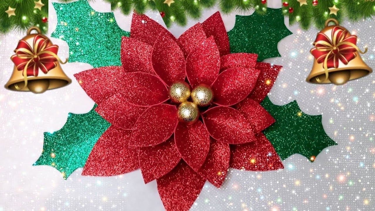 Flor de Nochebuena de foami fácil de hacer. Para sus decoraciones ????❄️