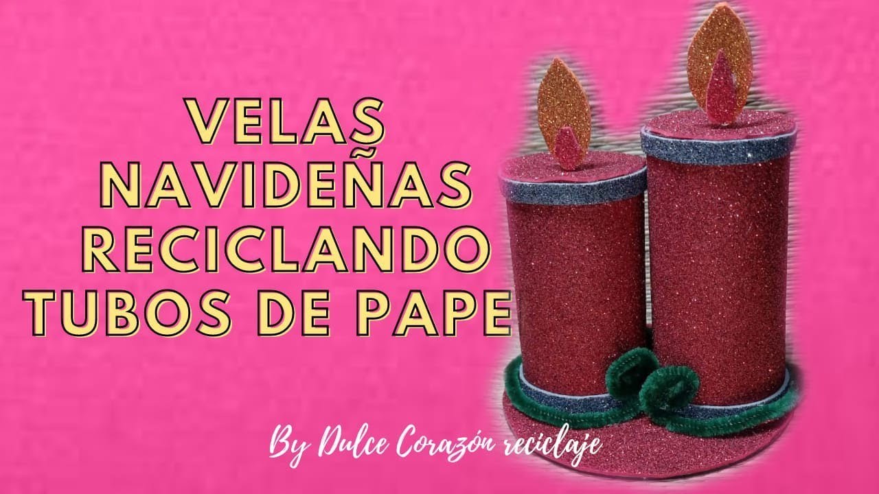 Velas navideñas reciclado tubos de cartón