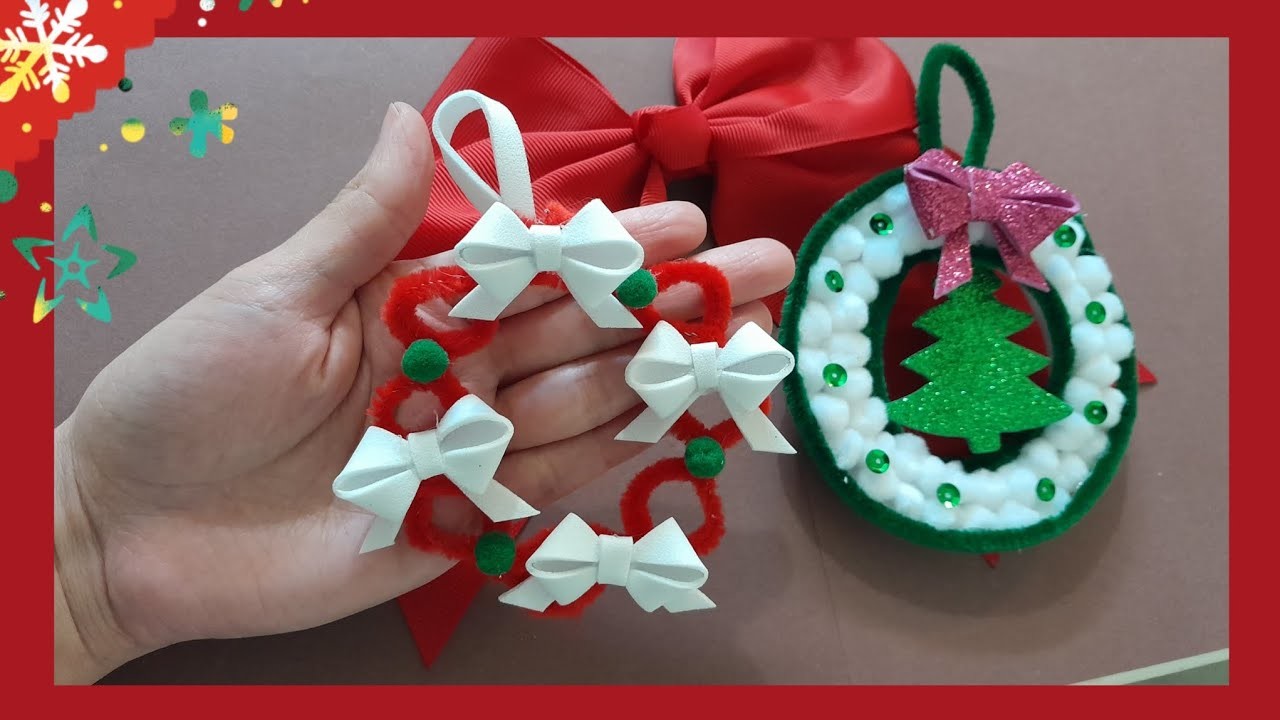 2 IDEAS COMO HACER mini coronas  MANUALIDADES NAVIDEÑAS FACILES Y MUY BONITAS????????