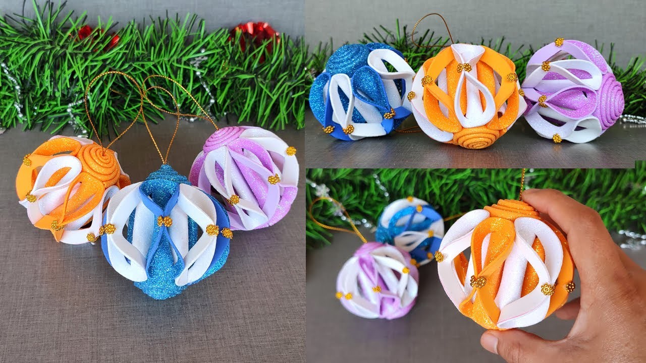 ????​Decora fácil y hermoso con estas creativas esferas NAVIDEÑAS de foamy ????Christmas Decor Ideas