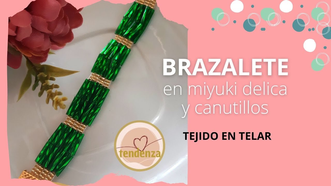 Cómo hacer un brazalete en telar con miyuki y canutillos