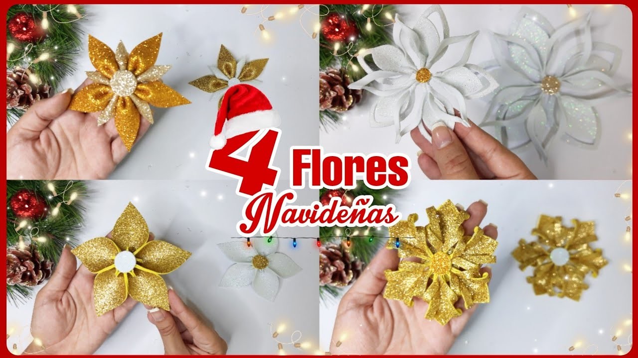 INCREIBLES FLORES NAVIDEÑAS CON FOAMI - Manualidades Navideñas | Marialis ♡