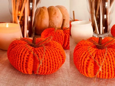 Calabaza | zapallo tejido a dos agujas - decoración de otoño | tutorial | Ideas by Lita