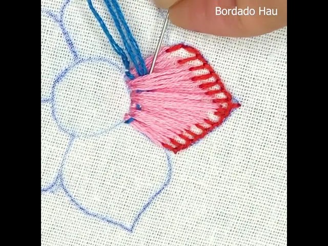 Cómo Bordar Flor Fantasía con Hilo Matizado|| Bordado fantasía puntada fácil