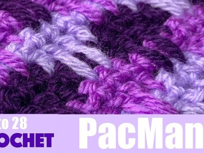 Crochet Punto PacMAn espiga, colorwork en ganchillo fácil para mantas en