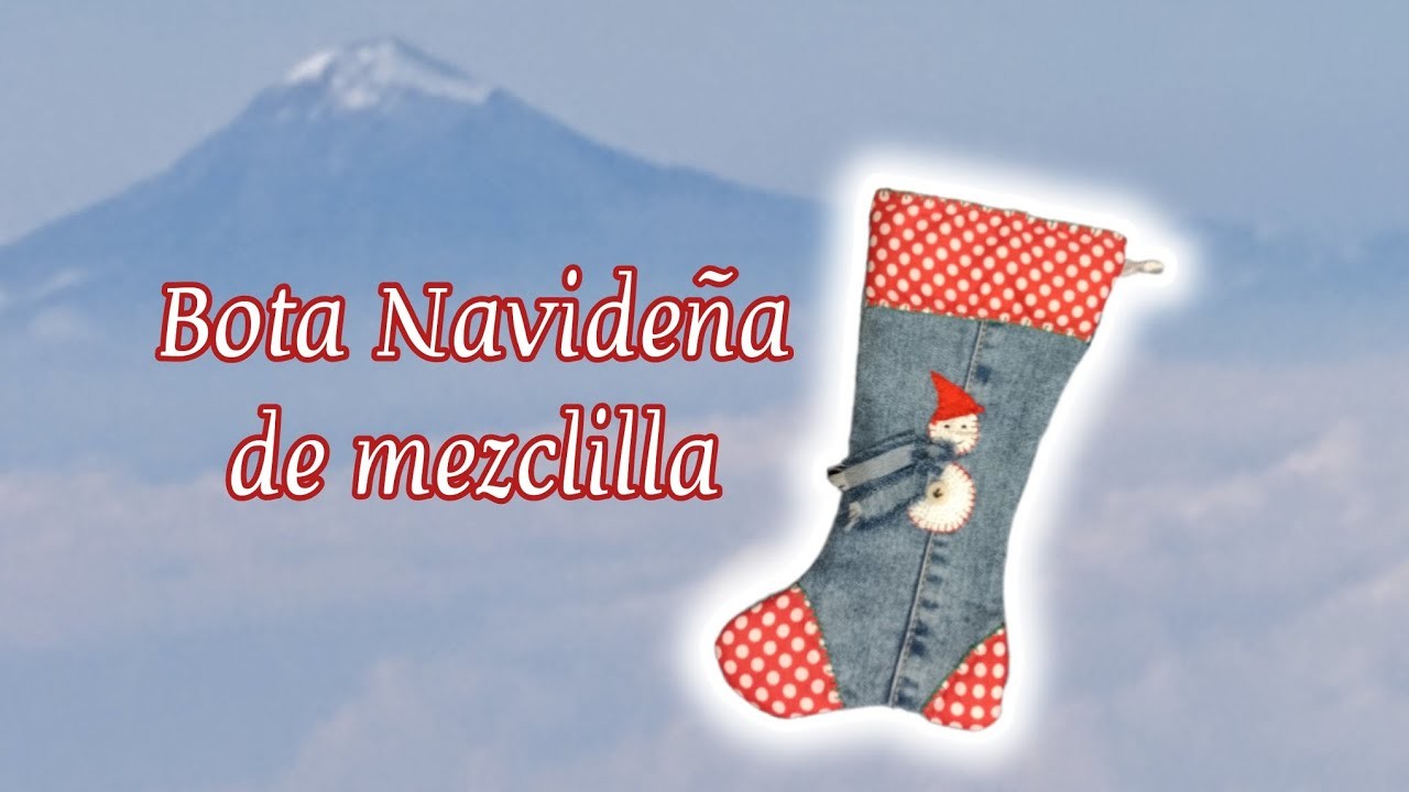Te muestro cómo hacer una bota Navideña de mezclilla paso a paso combinando el tejido a crochet.
