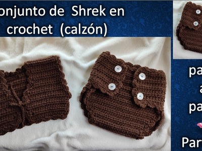 CALZON  CONJUNTO  SHREK en crochet PASO A PASO PARTE 1