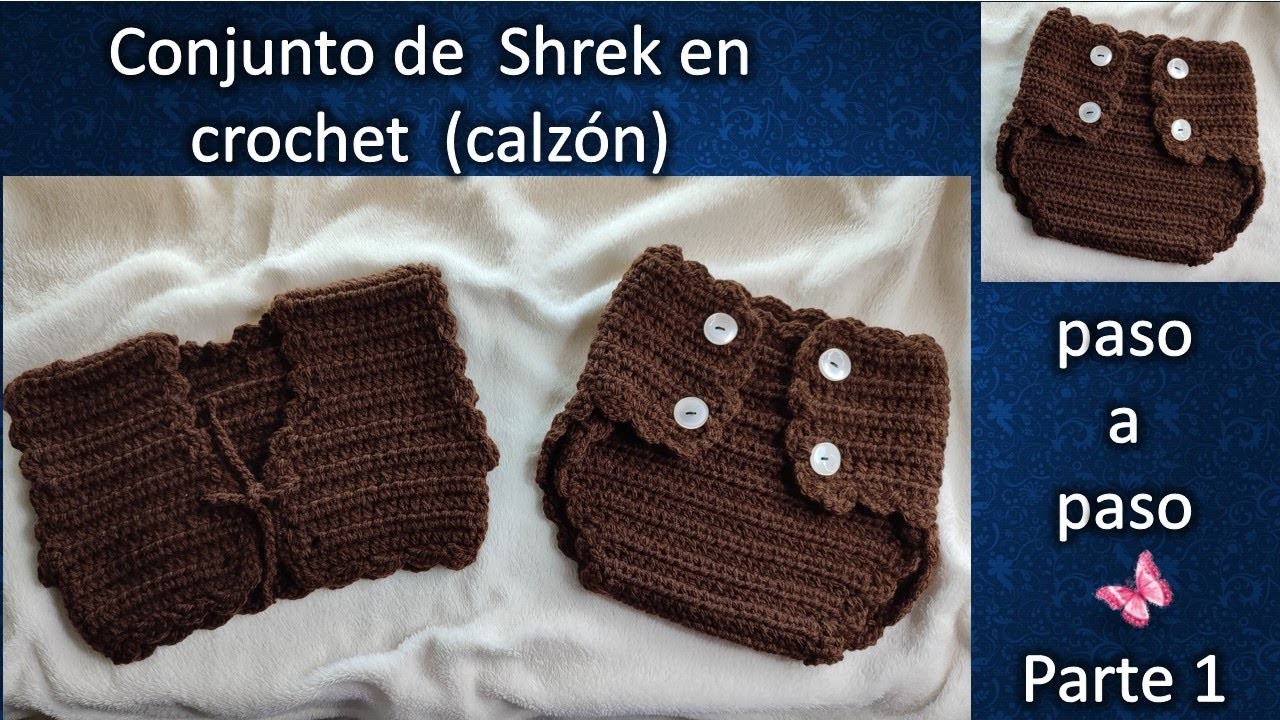 CALZON  CONJUNTO  SHREK en crochet PASO A PASO PARTE 1
