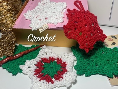 Crochet Navidad, copo de nieve posavasos o adorno de ganchillo fácil y rápido