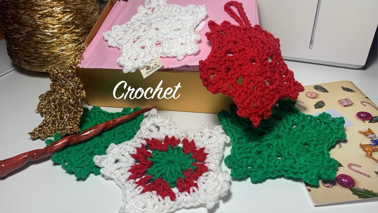 Crochet Navidad, copo de nieve posavasos o adorno de ganchillo fácil y rápido